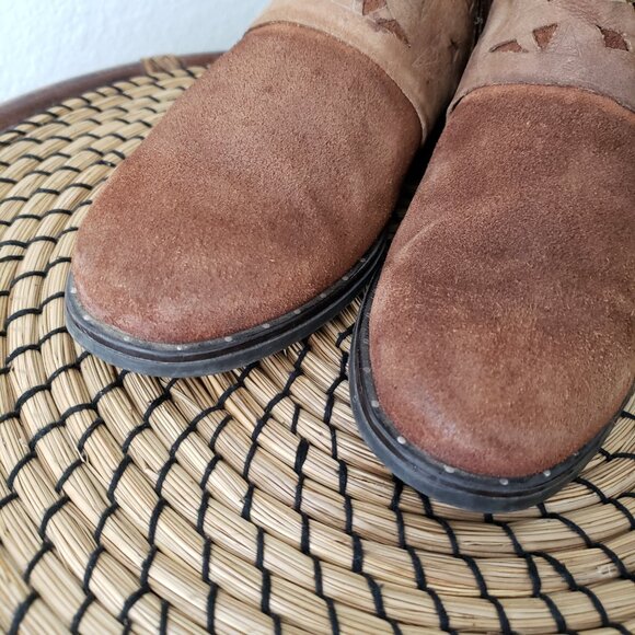 Anthropologie Miz Mooz Erie Short Buckle Boots Brandy size 38 US 8 Slouchy Boho - Picture 8 of 14